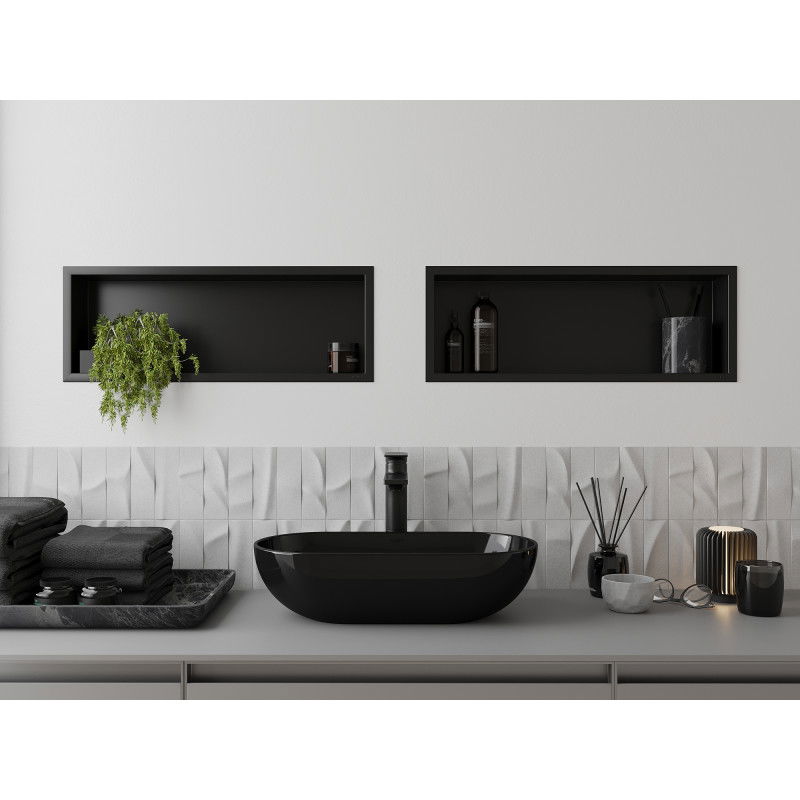 Mexen X-Wall-R nástenná polica s límcom 60 x 20 cm, čierna - 1970602010