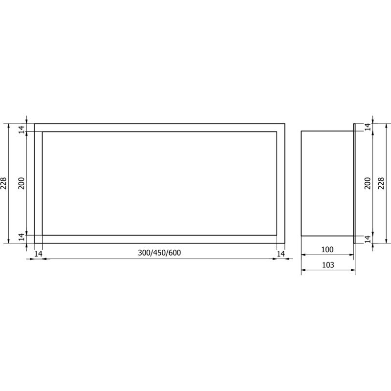 Mexen X-Wall-R nástenná polička s golierom 60 x 20 cm, biela - 1920602010