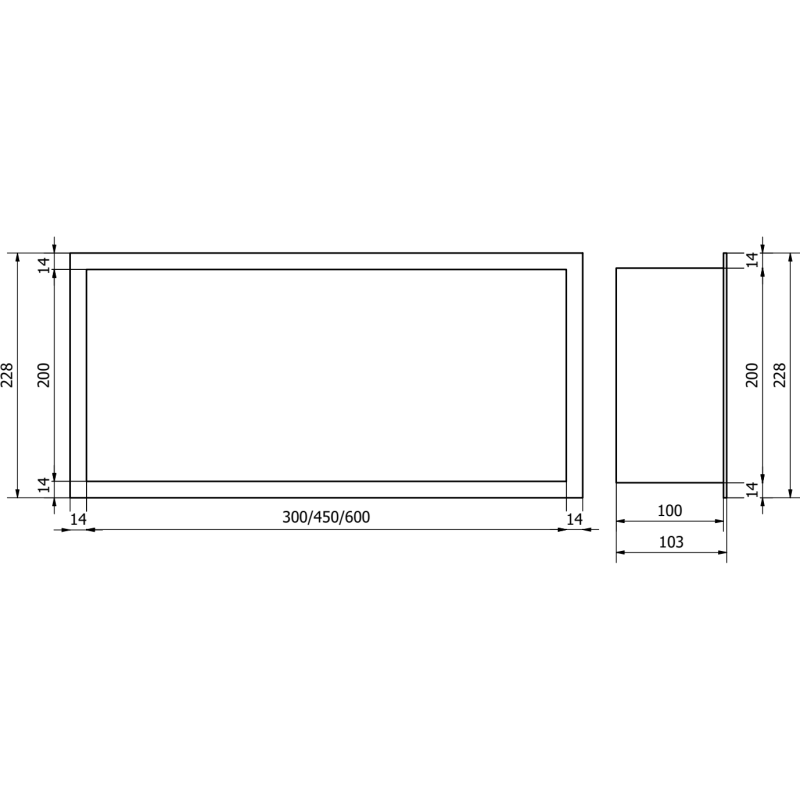 Mexen X-Wall-R zapustená polička s okrajom 60 x 20 cm, zlatá- 1950602010