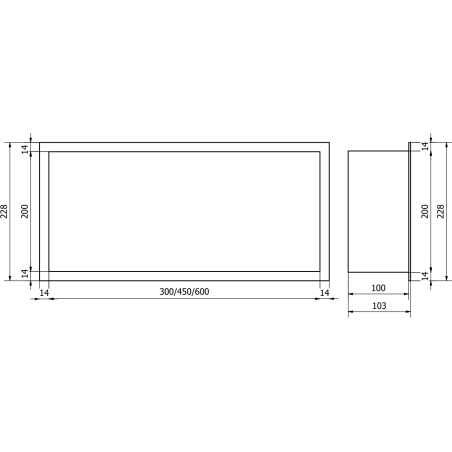 Mexen X-Wall-R zapustená polička s okrajom 60 x 20 cm, zlatá- 1950602010