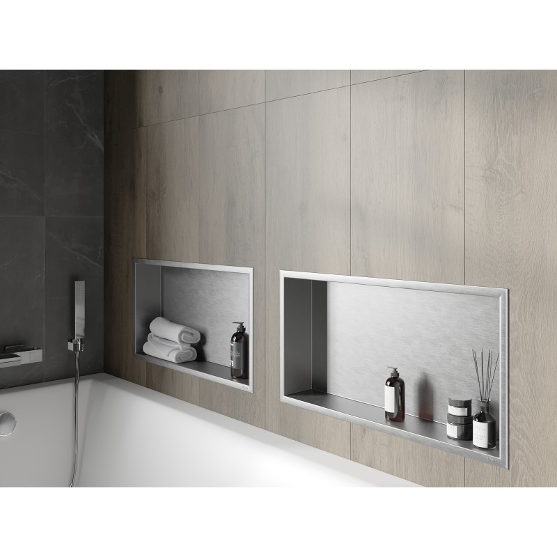 Mexen X-Wall-R nástenná polica s lemom 60 x 30 cm, inox - 1910603010