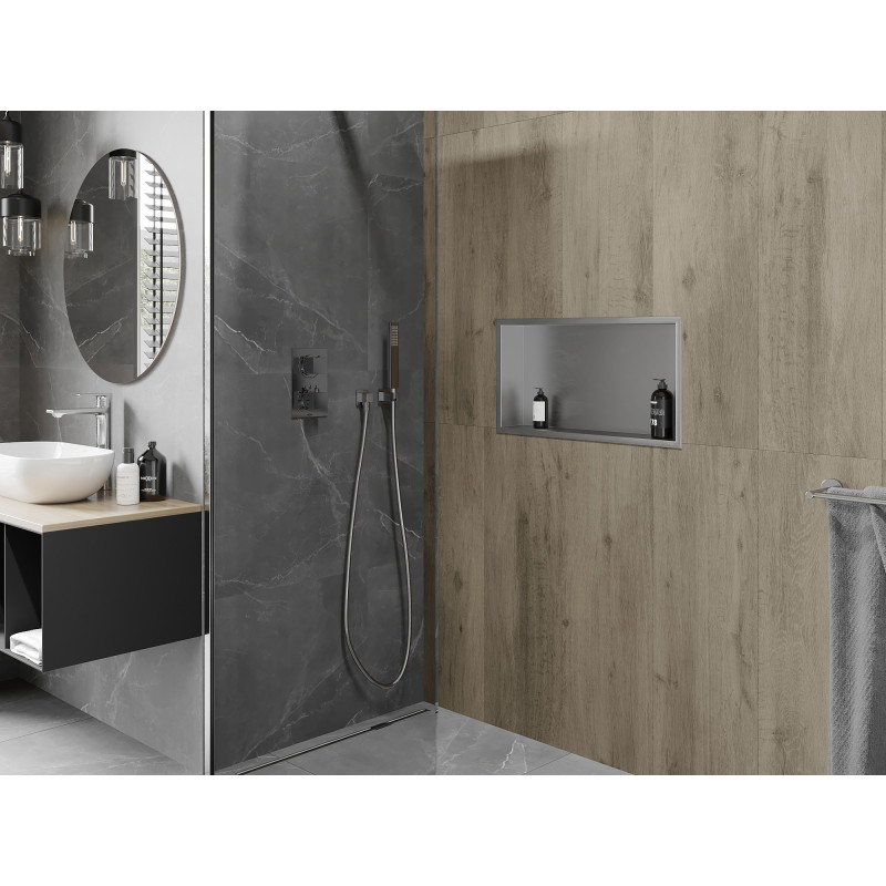 Mexen X-Wall-R nástenná polica s golierom 60 x 30 cm, inox - 1910603010