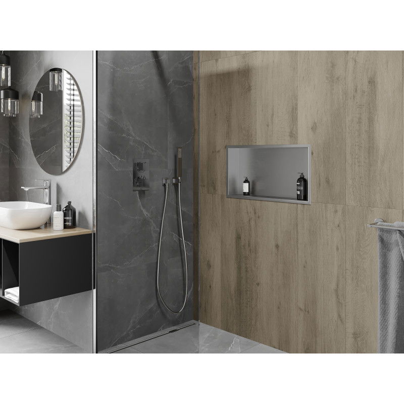 Mexen X-Wall-R Nástenná polička s golierom 60 x 30 cm, inox - 1910603010