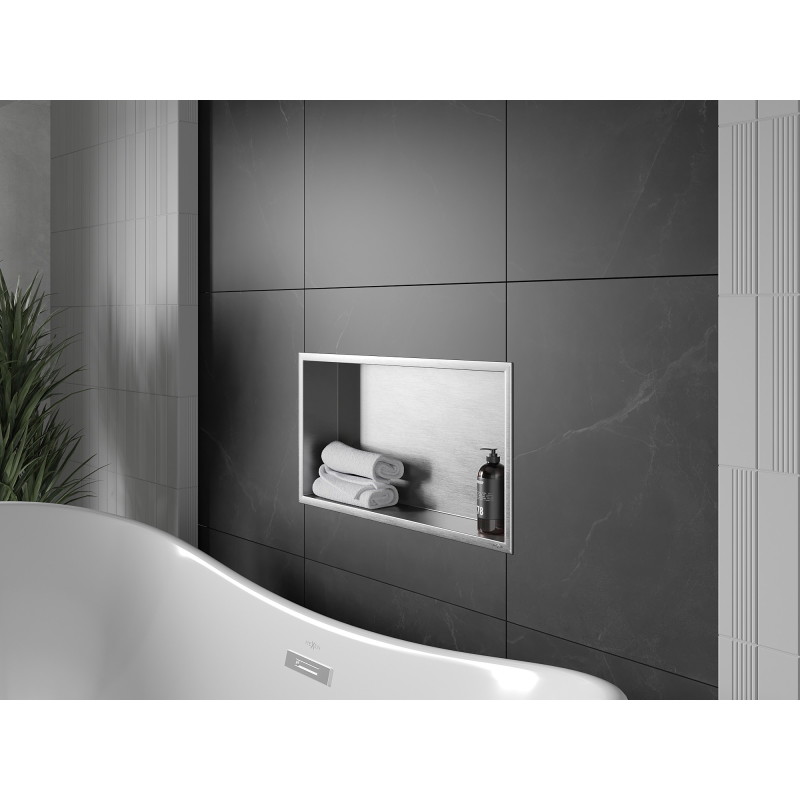 Mexen X-Wall-R nástenná polica s golierom 60 x 30 cm, inox - 1910603010