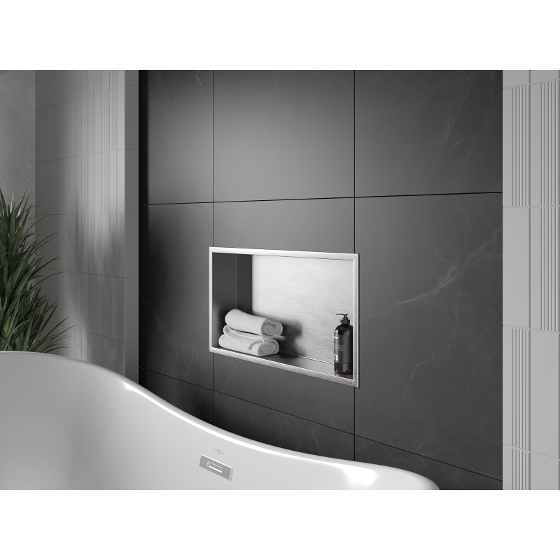 Mexen X-Wall-R nástenná polica s lemom 60 x 30 cm, inox - 1910603010