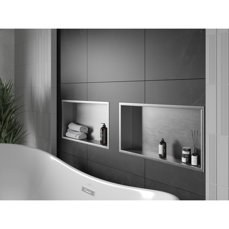 Mexen X-Wall-R nástenná polica s golierom 60 x 30 cm, inox - 1910603010