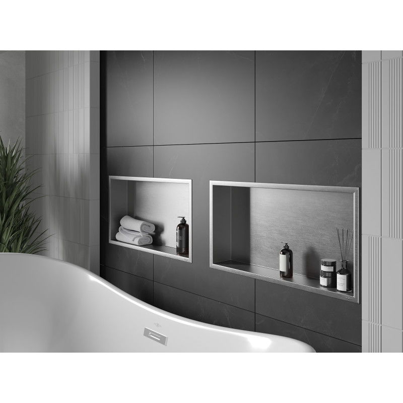 Mexen X-Wall-R Nástenná polička s golierom 60 x 30 cm, inox - 1910603010