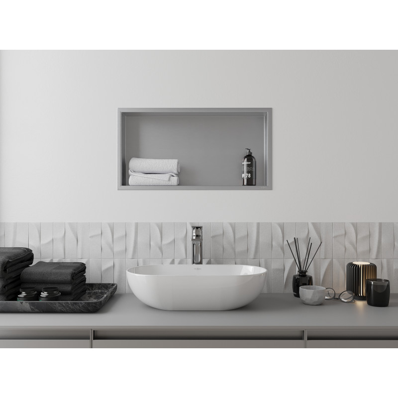 Mexen X-Wall-R nástenná polica s lemom 60 x 30 cm, inox - 1910603010