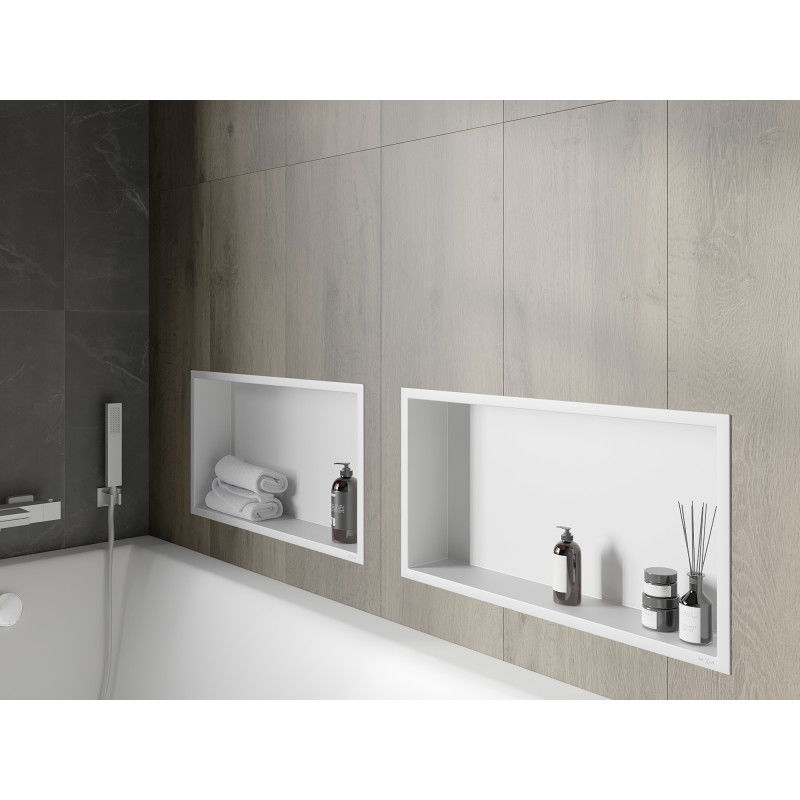 Mexen X-Wall-R výklenková polička s okrajom 60 x 30 cm, biela - 1920603010