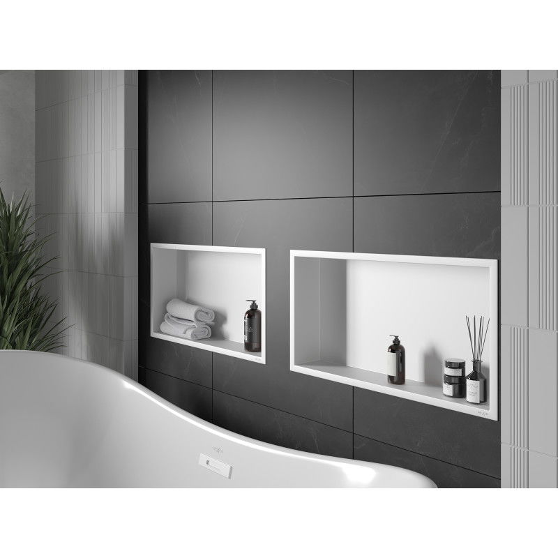 Mexen X-Wall-R výklenková polička s okrajom 60 x 30 cm, biela - 1920603010