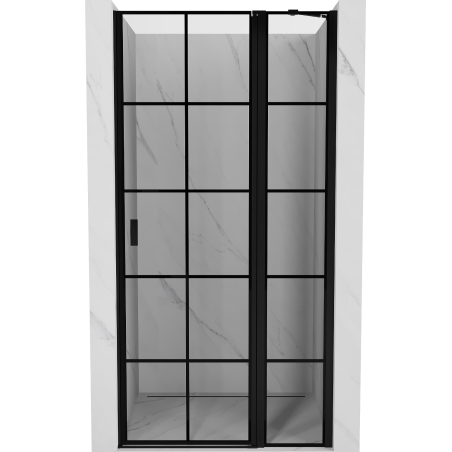 Mexen Mist sprchové dvere výklopné pravé 90 cm, čierna mriežka, čierne - 8A4-090-000-70-77-P