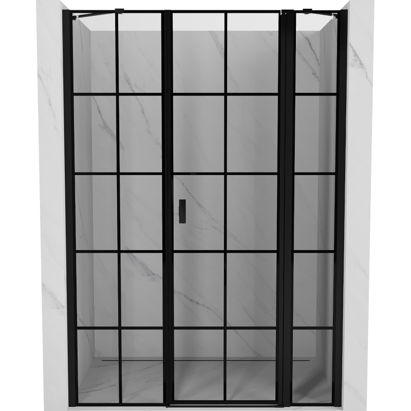 Mexen Mist sprchové dvere výklopné pravé 150 cm, čierna mriežka, čierne - 8A4-150-001-70-77-P