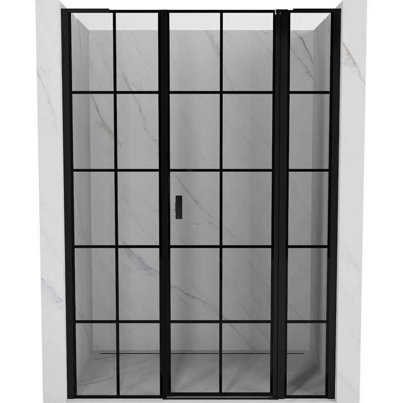 Mexen Mist L sprchové dvere otočné pravé 150 cm, čierna mriežka, čierne - 8A4L-150-001-70-77-P