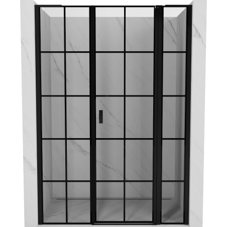 Mexen Mist L sprchové dvere otočné pravé 150 cm, čierna mriežka, čierne - 8A4L-150-001-70-77-P