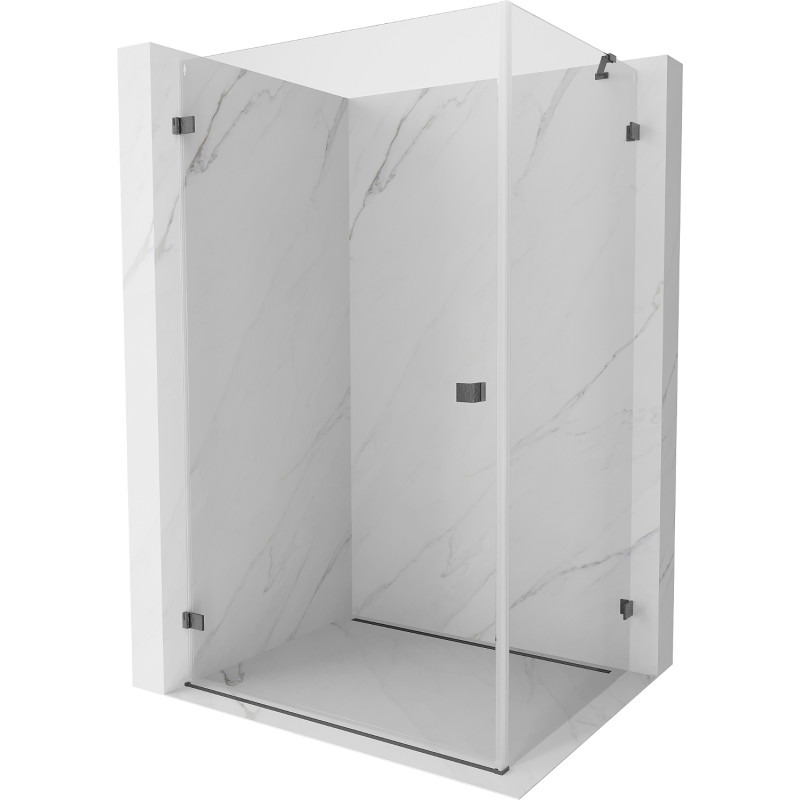 Mexen Lunar-B Sprchový kút výklopný ľavý 100 x 80 cm, transparentný, gun gray brúsený - 832-100-080-66-00-L