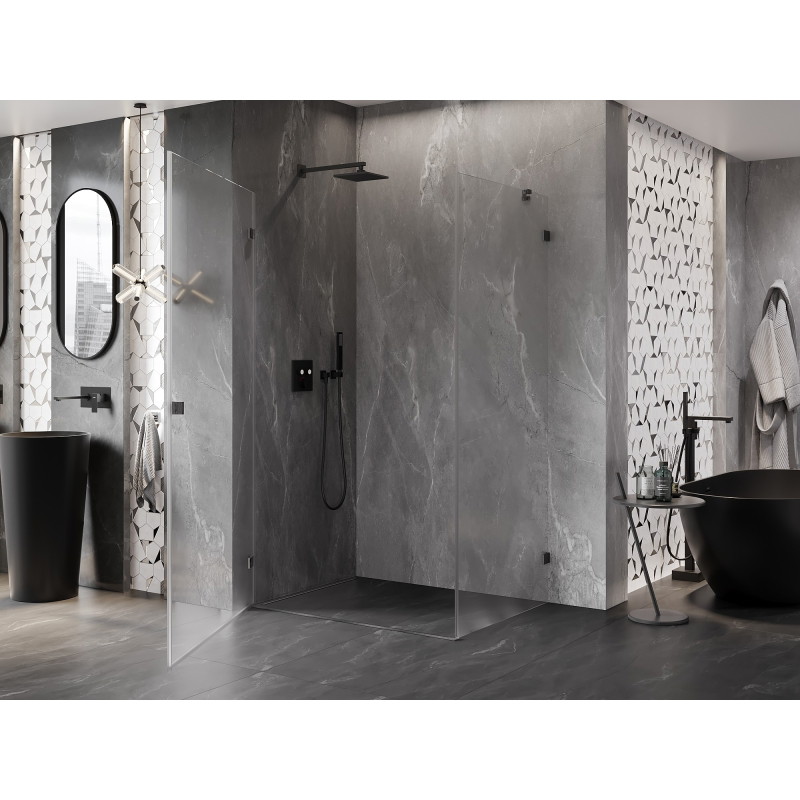 Mexen Lunar-B Sprchový kút výklopný ľavý 100 x 80 cm, transparentný, gun gray brúsený - 832-100-080-66-00-L