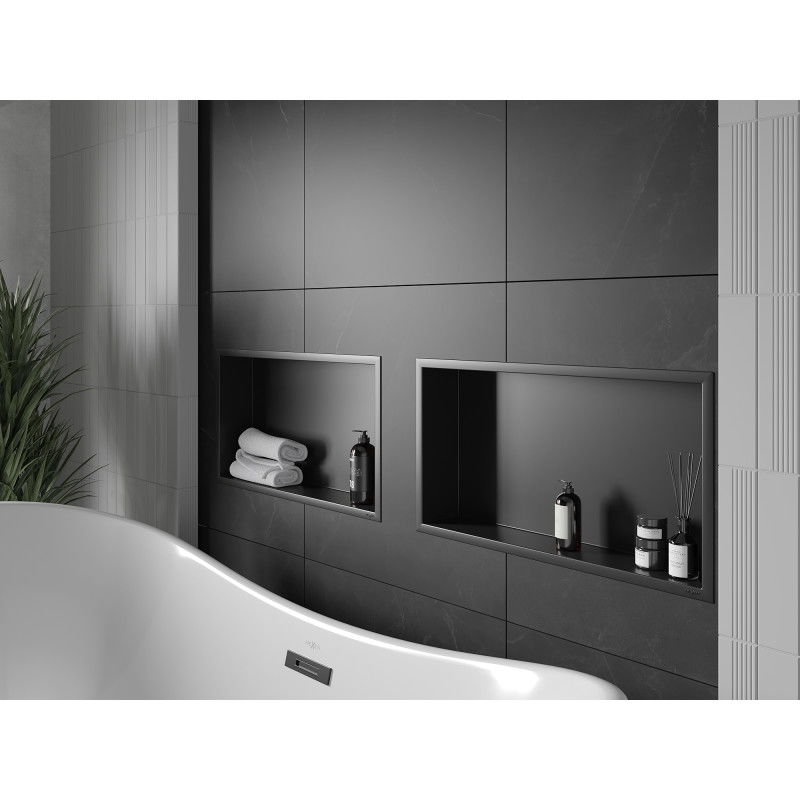 Mexen X-Wall-R zapustená polica s obrubou 60 x 30 cm, čierna - 1970603010