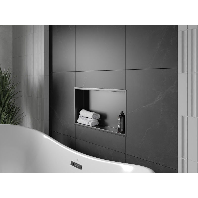 Mexen X-Wall-R zapustená polica s obrubou 60 x 30 cm, čierna - 1970603010