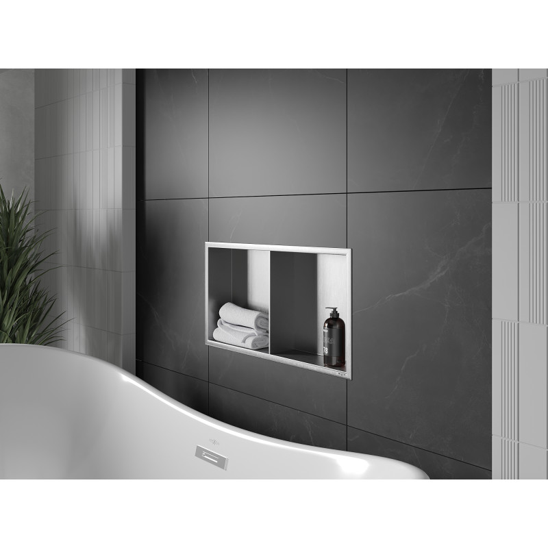 Mexen X-Wall-R nástenná polica s lemom a policou 60 x 30 cm, inox - 1910603010S