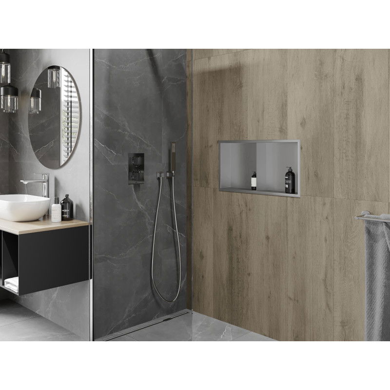 Mexen X-Wall-R nika s golierom a poličkou 60 x 30 cm, inox - 1910603010S