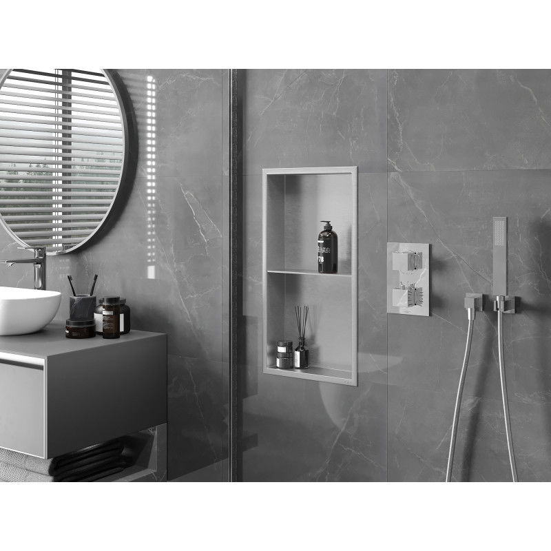 Mexen X-Wall-R nika s golierom a poličkou 60 x 30 cm, inox - 1910603010S