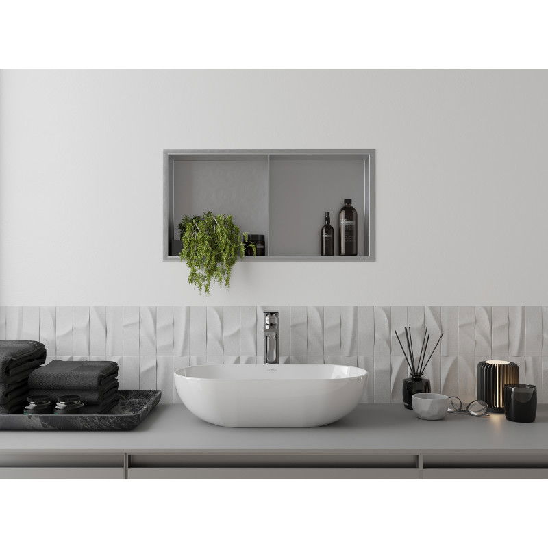 Mexen X-Wall-R nika s golierom a poličkou 60 x 30 cm, inox - 1910603010S