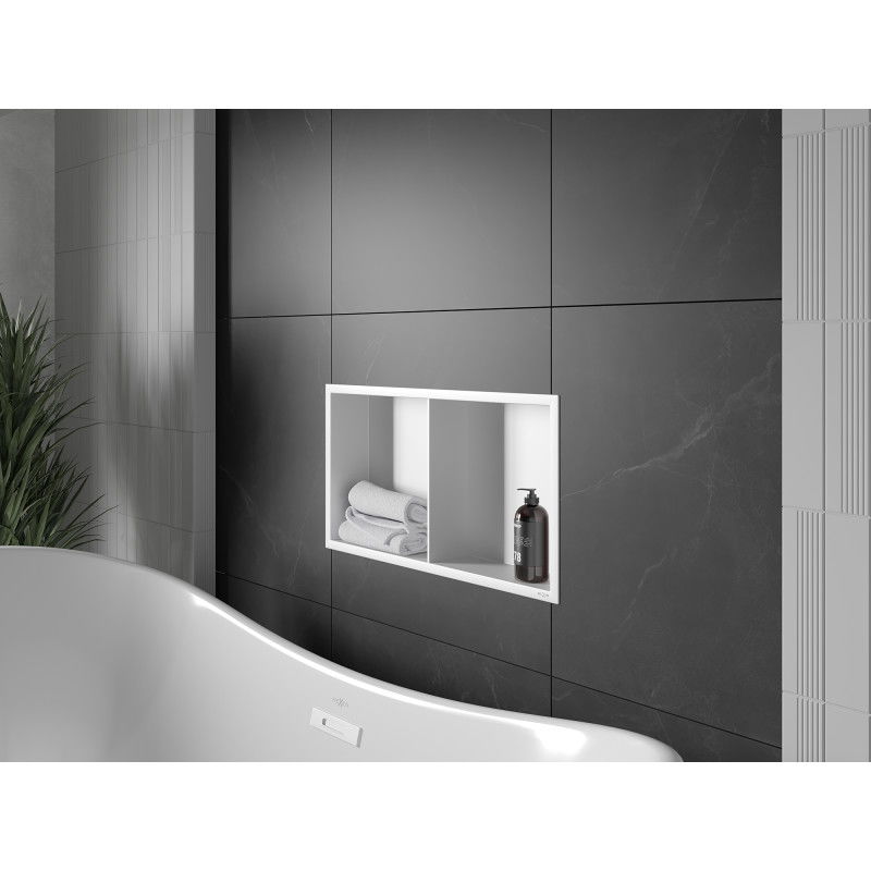 Mexen X-Wall-R zapustená polička s golierom a poličkou 60 x 30 cm, biela - 1920603010S