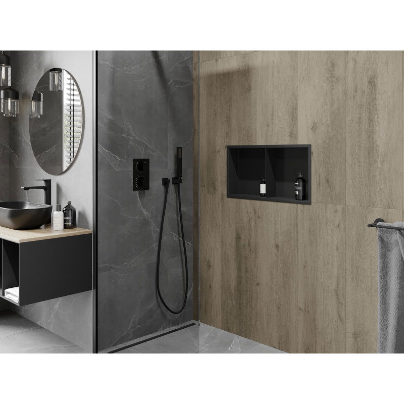 Mexen X-Wall-R Nika s golierom a poličkou 60 x 30 cm, čierna - 1970603010S