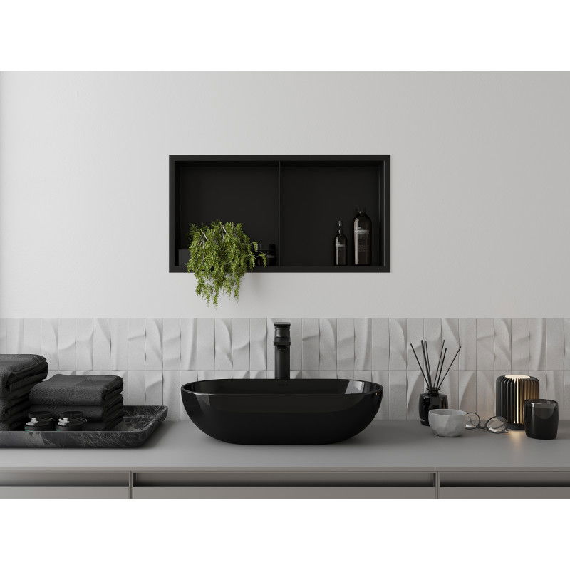 Mexen X-Wall-R Nika s golierom a poličkou 60 x 30 cm, čierna - 1970603010S