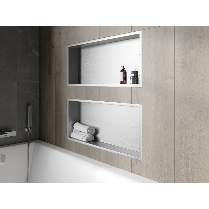 Mexen X-Wall-R nástenná polica s prírubou 75 x 30 cm, inox - 1910753010