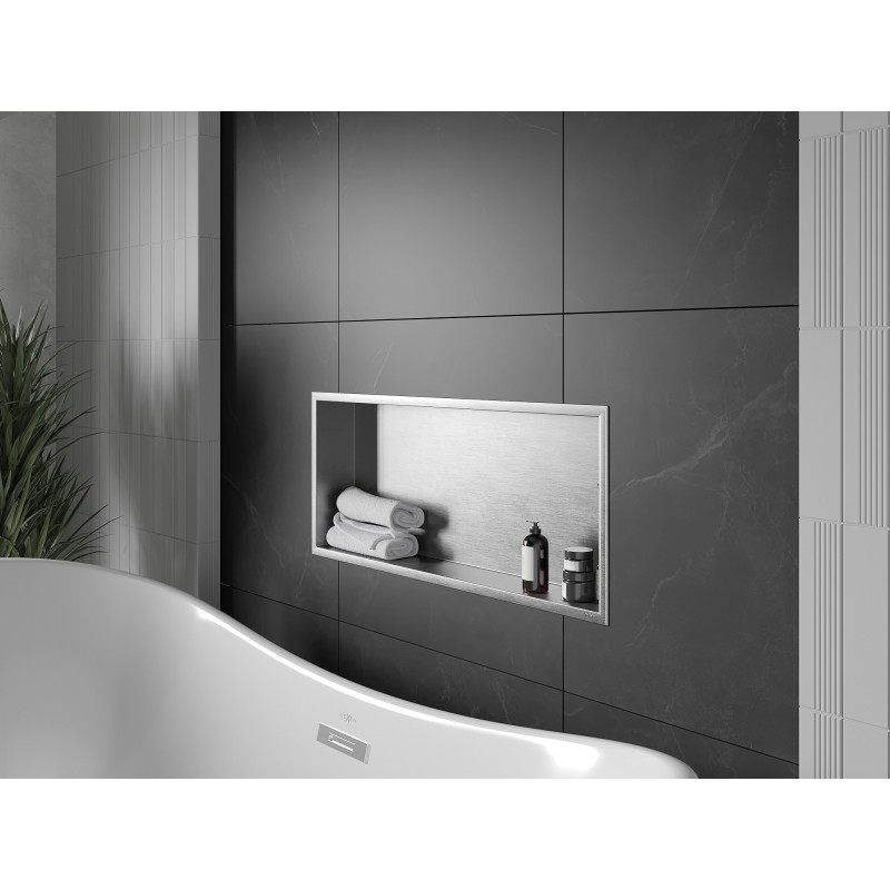 Mexen X-Wall-R nástenná polica s límcom 75 x 30 cm, inox - 1910753010