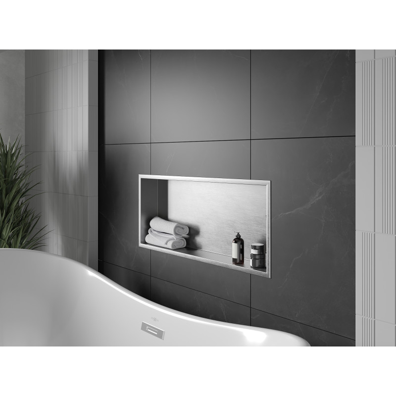 Mexen X-Wall-R nástenná polica s prírubou 75 x 30 cm, inox - 1910753010