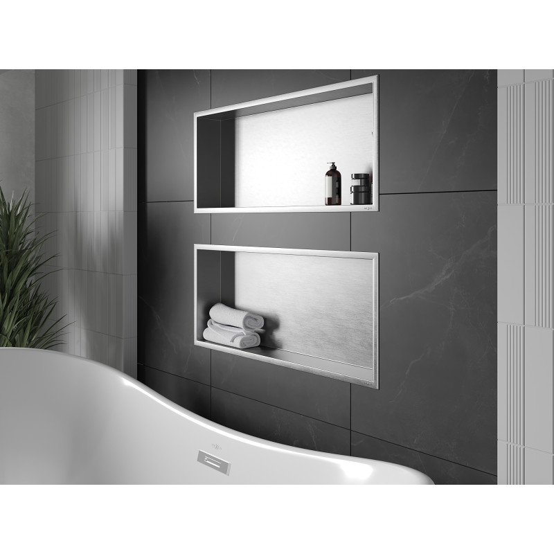 Mexen X-Wall-R nástenná polica s prírubou 75 x 30 cm, inox - 1910753010