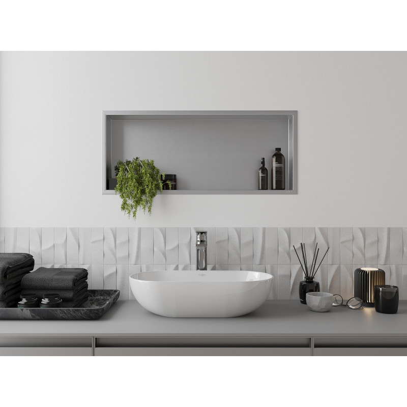 Mexen X-Wall-R nástenná polica s límcom 75 x 30 cm, inox - 1910753010
