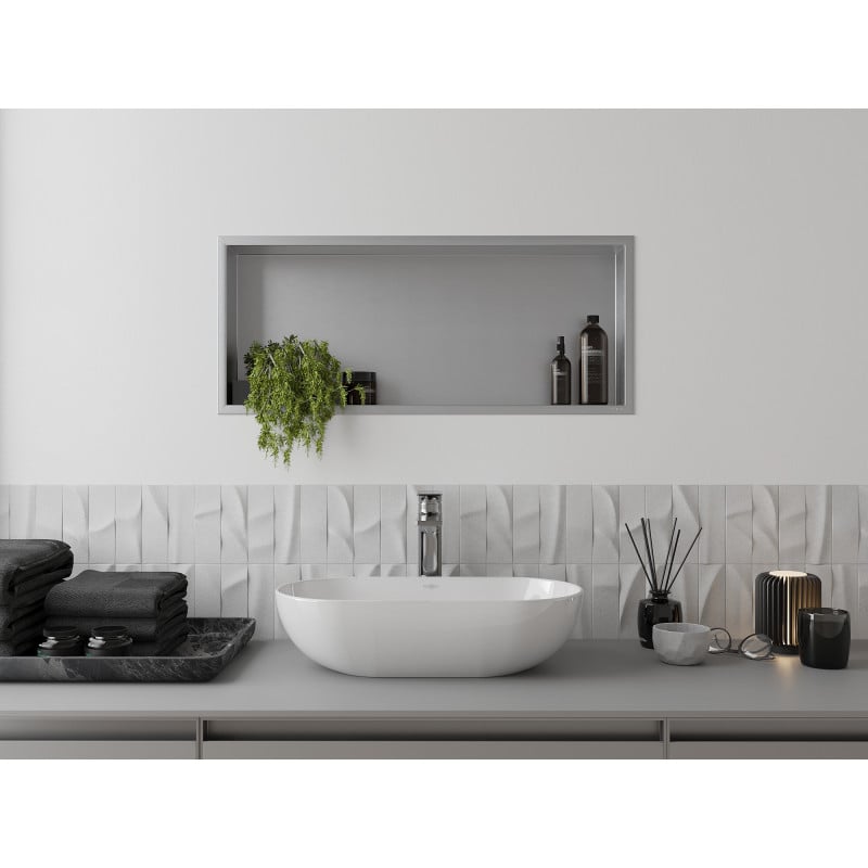 Mexen X-Wall-R výklenková polica s lemom 75 x 30 cm, nerez - 1910753010