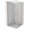Mexen Mist H Duo sprchovací kút so sklápacími dverami 70 x 70 cm, transparentný, kartáčovaná meď - 8A5-070L-070P-65-00