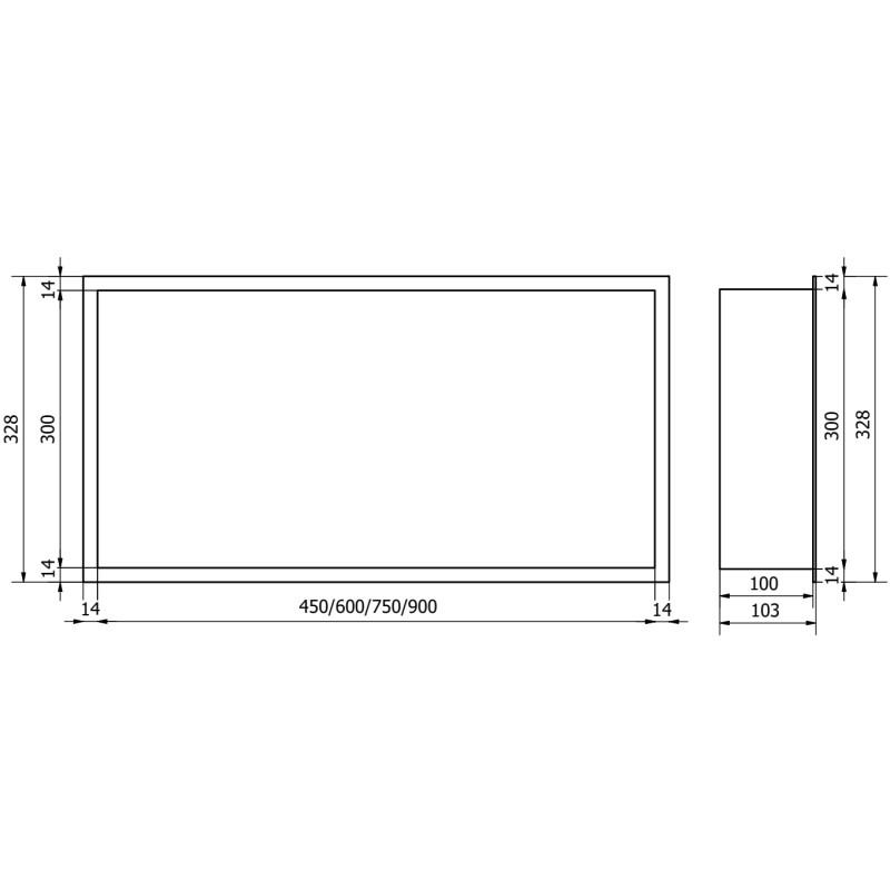 Mexen X-Wall-R nástenná polica s límcom 75 x 30 cm, inox - 1910753010