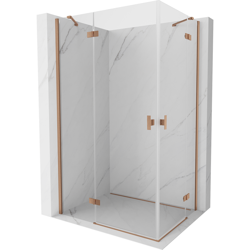 Mexen Mist H Duo otočná sprchová kabína 115 x 85 cm, priehľadná, brúsená meď - 8A5-115L-085P-65-00