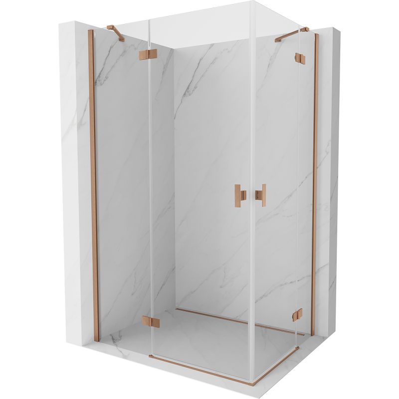Mexen Mist H Duo sprchovací kút otvárací 70 x 90 cm, transparentný, brúsená meď - 8A5-070L-090P-65-00
