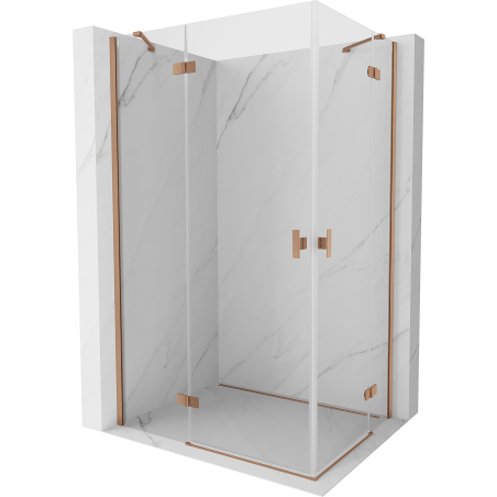 Mexen Mist H Duo sprchovací kút otvárací 70 x 90 cm, transparentný, brúsená meď - 8A5-070L-090P-65-00