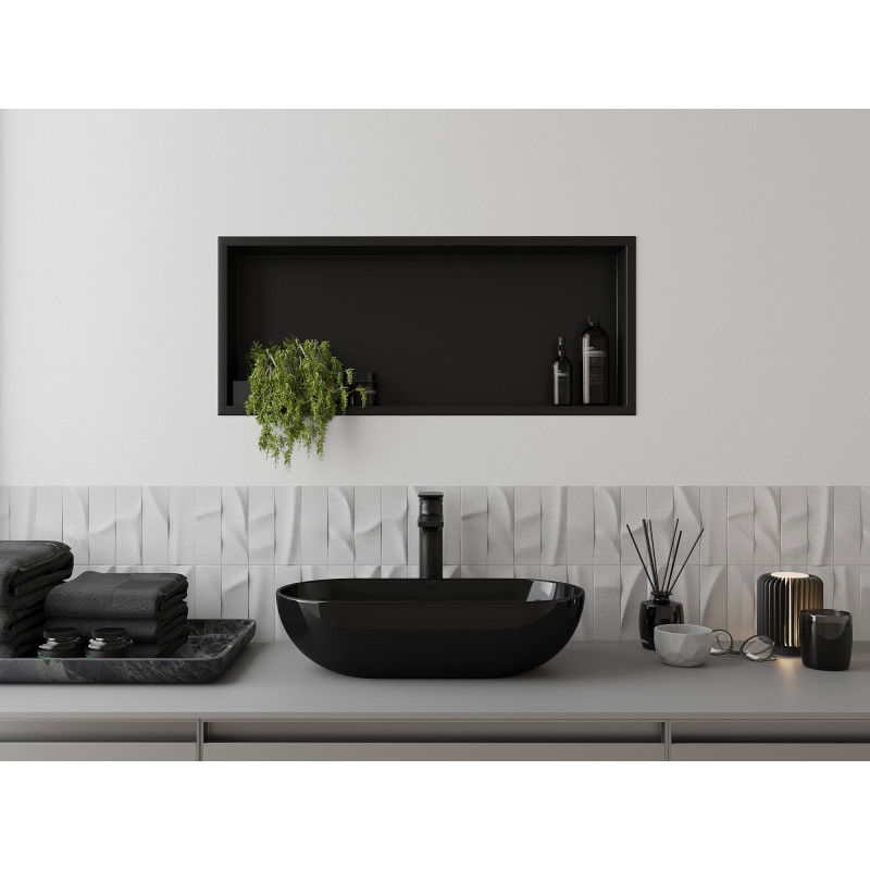 Mexen X-Wall-R polica s okrajom 75 x 30 cm, čierna - 1970753010