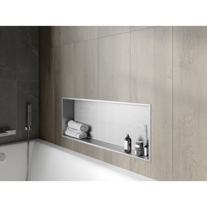 Mexen X-Wall-R nástenná polica s lemom 90 x 30 cm, inox - 1910903010