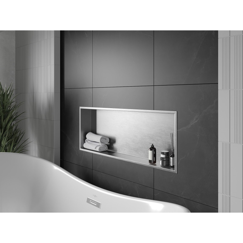 Mexen X-Wall-R nástenná polica s lemom 90 x 30 cm, inox - 1910903010