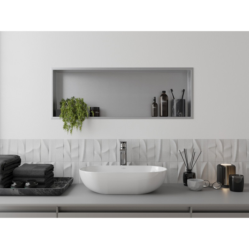 Mexen X-Wall-R nástenná polica s lemom 90 x 30 cm, inox - 1910903010