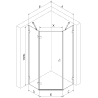 Mexen Lunar päťuholníková sprchová kabína otočná ľavá 100 x 90 cm, transparentná, brúsená sivá - 831-100L-090P-66-00-L