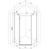 Mexen Lunar päťhranná sprchová kabína otvárateľná ľavá 80 x 80 cm, transparentná, chróm - 831-080L-080P-01-00-L