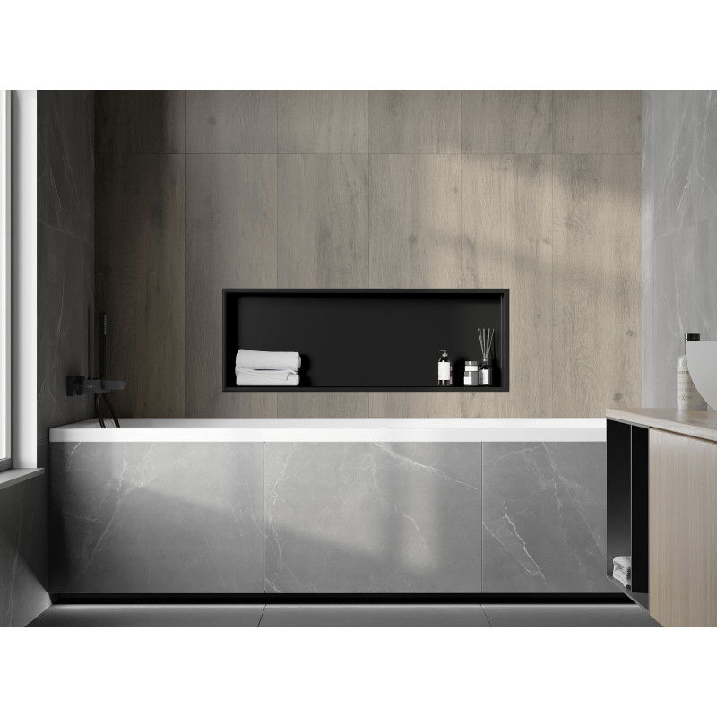 Mexen X-Wall-R vstavaná polica s prírubou 90 x 30 cm, čierna - 1970903010