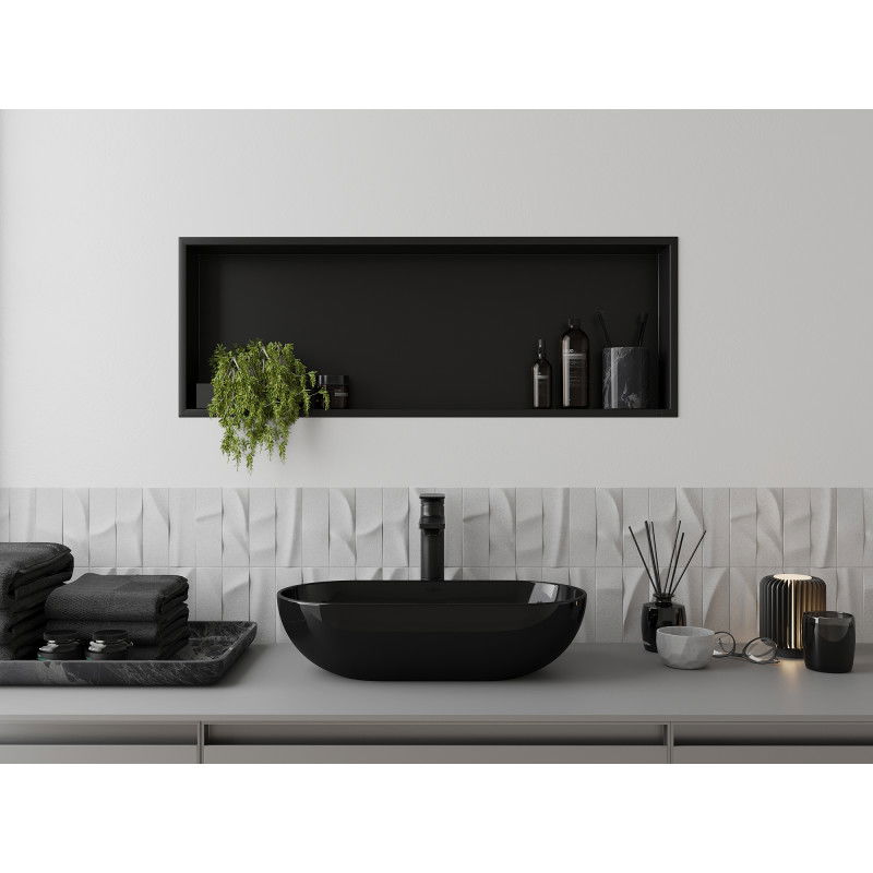 Mexen X-Wall-R vstavaná polica s prírubou 90 x 30 cm, čierna - 1970903010