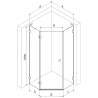 Mexen Lunar L päťuholníkový sprchový kút, otvárací vľavo 80 x 80 cm, transparentný, čierny - 831L-080L-080P-70-00-L