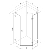 Mexen Lunar L päťuholníkový sprchový kút otvárateľný pravý 80 x 80 cm, transparentný, zlatý - 831L-080P-080L-50-00-P